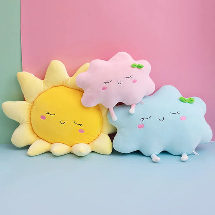 Plush Pillow Sleeping Sun Cloud Shaped Cartoon Bed Decor Nursing Yellow Pink Blue 6 Sizes