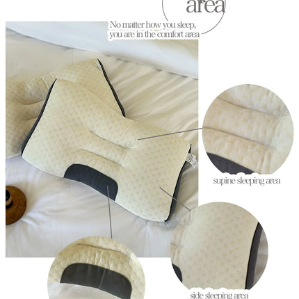 1PCS Neck Pillow Grey Help Sleep Protect The Neck Cervical Orthopedic Soybean Fiber Massage Household SPA Pillow For Sleeping.