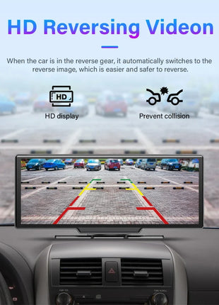 10.26'' Dash Cam 4K Car Mirror Video Player Wireless Carplay Android Auto GPS Car Monitor Multimedia Rearview Camera Dashboard - Riparo82