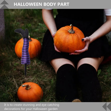 2pcs Halloween Evil Witch Legs Prosthetic Ornament Outdoor Yard Garden Patio Lawn Stake Halloween Party Decoration Props