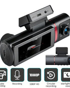 3 Channel Dash Cam, Front and Rear Inside Camera, Dash Camera, 3.16” IPS Screen, Loop Recording, G-Sensor, Night Vision - Riparo82