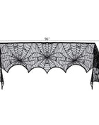 Halloween Decoration Black Spider Web Tablecloth Lace Table Runner Fireplace Cover Halloween Party Home Decor Haunted House Prop - Riparo82