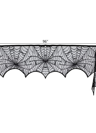 Halloween Decoration Black Spider Web Tablecloth Lace Table Runner Fireplace Cover Halloween Party Home Decor Haunted House Prop - Riparo82