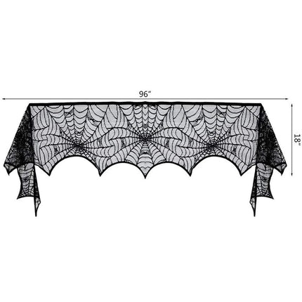 Halloween Decoration Black Spider Web Tablecloth Lace Table Runner Fireplace Cover Halloween Party Home Decor Haunted House Prop