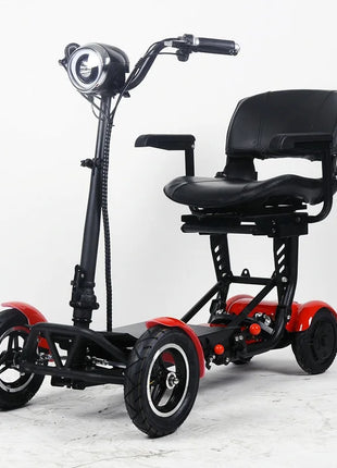 Foldable Mobility Scooter 4 Wheels For Old People Elderly Dual Motor 500W Folding Electric Scooter With Big Seat Blue Red White - Riparo82