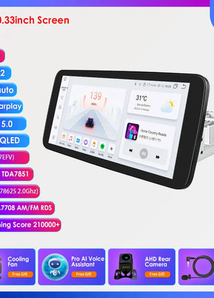 10.33'' Wireless Carplay Android 13 Universal Car Radio Support 4G WIFI DSP BT 1 Din Car Multimedia GPS Intelligent Autoradio