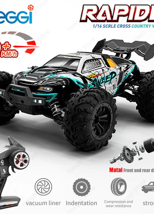 Teeggi 16101 /16102 PRO 1:16 Auto RC ad alta velocità con luce LED Drift 70KM/H 4WD RC Off-Road Car Monster Truck Giocattolo per i regali del capretto