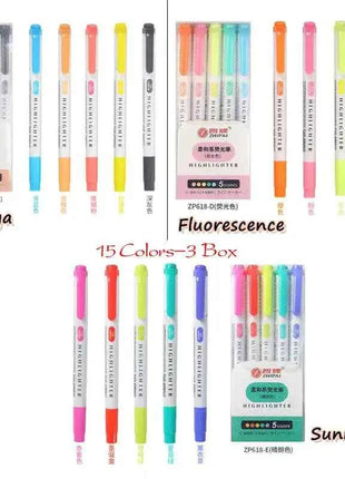 25 Colors ZhiPai Highlighters Markers Pen Set Dual Tip Cute Pens Back To School Kawaii Stationery Papeterie Highlighter