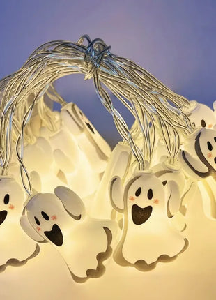 1PC Halloween 10 LED Battery Powered String Lights With Ghost Witch Cat Pumpkin Spider Web Skeleton Mummy Pirate Shape Indoor - Riparo82