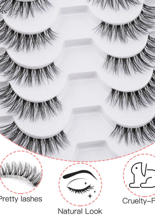 10 Pairs Faux Mink Eyelashes Handmade Natural False Eyelashes Soft Cross Messy Eye 3D Curly Eyelashes Extension Makeup Tools - Riparo82