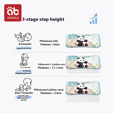 Children Sleeping Pillow For 0-6Y Kids Cartoon Panda Pillows Summer Breathable Cool Ice Silk Pillows Baby Bedding