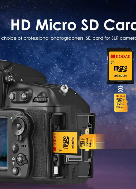 Scheda di memoria Micro SD KODAK 256 GB FINO a 95 MB/s Class10 U3 UHS-I 32 GB 64 GB 128 GB Scheda TF 4K HD per adattatore lettore di schede USB microsd