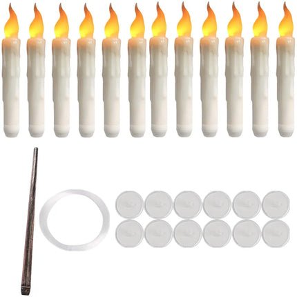 Halloween LED Floating Candles with Magic Wand Remote Battery Operated Potter Floating Candles Warm Light Home Party Decoration