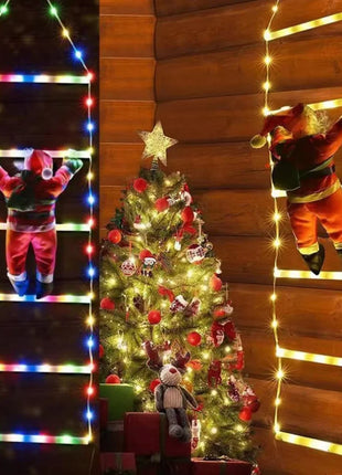 Luci per gradini a LED natalizie USB abbinate a la decorazione da arrampicata di Babbo Natale per pareti decorative interne, finestre, alberi di Natale