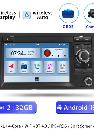 Android 14 Wireless Carplay 8G 128G Car Multimedia For Audi A4 B8 B6 B7 S4 B7 B6 RS4 B7 SEAT Exeo 7" Navigation AutoRadio - Riparo82