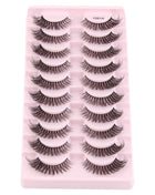 10 Pairs Faux Mink Eyelashes Handmade Natural False Eyelashes Soft Cross Messy Eye 3D Curly Eyelashes Extension Makeup Tools - Riparo82