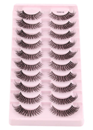 10 Pairs Faux Mink Eyelashes Handmade Natural False Eyelashes Soft Cross Messy Eye 3D Curly Eyelashes Extension Makeup Tools - Riparo82