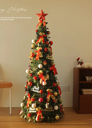 Albero di Natale incandescente Decorazione per albero di Natale artificiale pieghevole Ornamento natalizio floccato per esposizione spaziosa del festival del centro commerciale