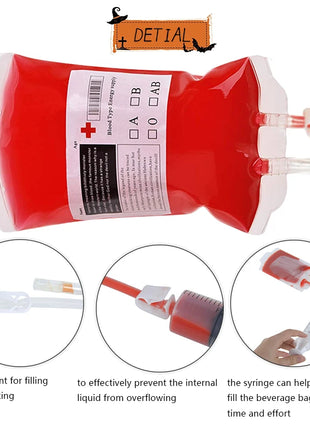 Halloween Blood Bags Juice Drinking Energy Pack Vampire Horror Props Halloween Party Decoration Vampire Cosplay Supplies - Riparo82