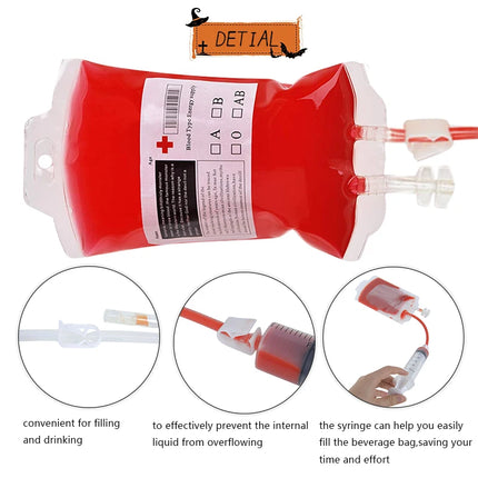 Halloween Blood Bags Juice Drinking Energy Pack Vampire Horror Props Halloween Party Decoration Vampire Cosplay Supplies