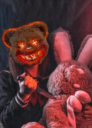 NEW LED  Light Halloween Cosplay Face Mask Party Show Stage Make-up Horror Bloody Rabbit Bear Mask Cartoon Carnival  Head Cover - Riparo82