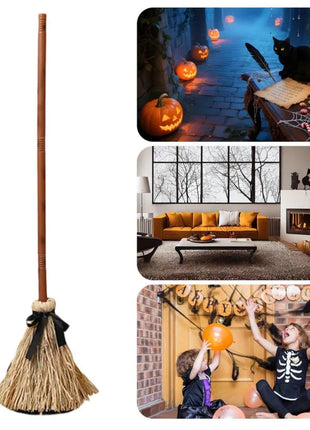 Floating Witch Broom Halloween Holiday Party Decoration Props Haunted Animation Dance Broom Home Decorations - Riparo82