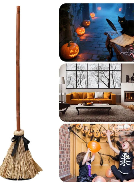 Floating Witch Broom Halloween Holiday Party Decoration Props Haunted Animation Dance Broom Home Decorations - Riparo82