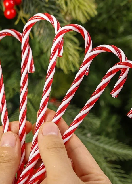 100/10 pezzi di bastoncini di zucchero di Natale ornamento di plastica albero di Natale appeso decorazione stampella intrecciata bastoncini di zucchero favore di partito al coperto - riparo82