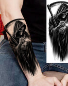 1 Sheet Full Arm Evil Witch Vampire Temporary Tattoos Sleeve Halloween Scary Skull Tatoo Waterproof Horrible Fake Tattoo Sticker - Riparo82