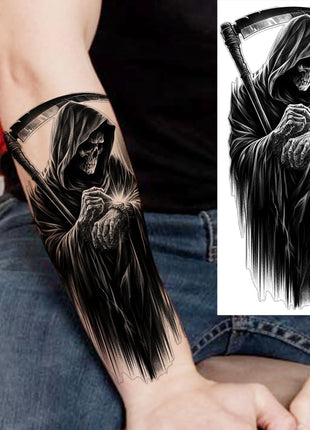 1 Sheet Full Arm Evil Witch Vampire Temporary Tattoos Sleeve Halloween Scary Skull Tatoo Waterproof Horrible Fake Tattoo Sticker - Riparo82