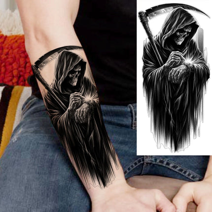1 Sheet Full Arm Evil Witch Vampire Temporary Tattoos Sleeve Halloween Scary Skull Tatoo Waterproof Horrible Fake Tattoo Sticker