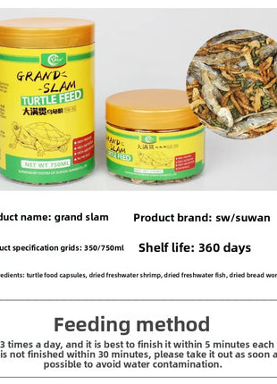 SW Grand Slam Turtle Food - with Dried Shrimp for Red-Eared Sliders, Semi-Aquatic Turtles & Hatchlings (350ml/750ml) - Riparo82