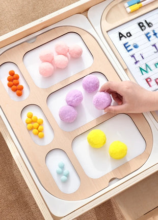 Tavolo sensoriale ottico in legno per bambini Montessori utilizzato per giochi da tavolo sensoriali Regalo di giocattoli per l'ortografia di numeri e lettere - riparo82