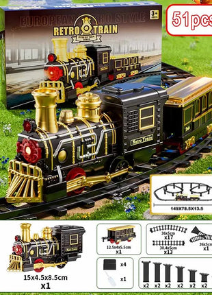 Natale Elettrico Treno A Vapore Binario Giocattolo Per Bambini Retro Locomotiva A Vapore Controllo Spray Binario Ad Alta Velocità Suono Luce Treno Modello BoysToy