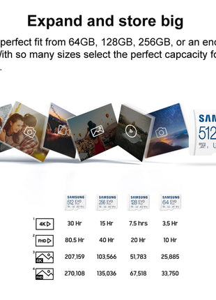 Scheda di memoria SAMSUNG EVO/PRO Plus Scheda Micro SD 64G A1 128G 256G 512G U3 A2 V30 Registratore unità Monitor Fotocamera Scheda TF dedicata