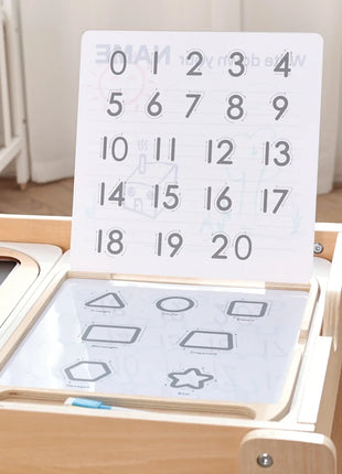 Tavolo sensoriale ottico in legno per bambini Montessori utilizzato per giochi da tavolo sensoriali Regalo di giocattoli per l'ortografia di numeri e lettere - riparo82