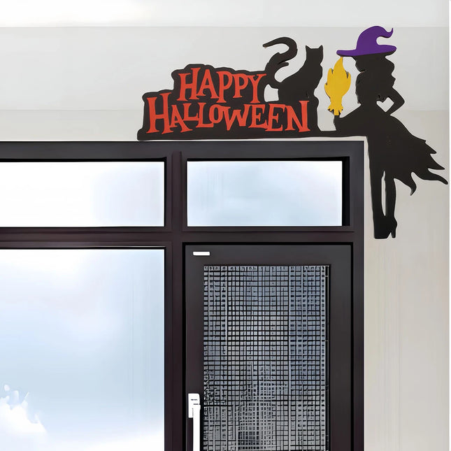 Halloween wooden door frame decoration, door corner bat ghost decoration