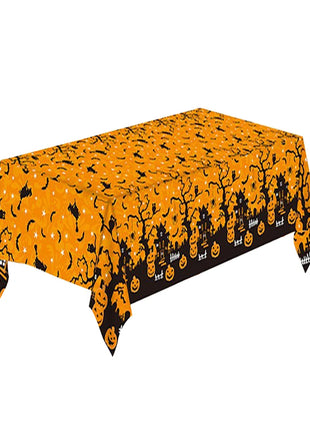 Halloween Decoration Tablecloth,Disposable Pumpkin Spider Web Bat Plastic Table Cover,Halloween Party Home Table Decor - Riparo82