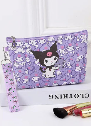 Kawaii Cartoon PU Kuromi HelloKitty Makeup Bag Cute MyMelody Cinnamoroll Large Capacity Handbag Lipstick Storage Bag Girls Gifts - Riparo82