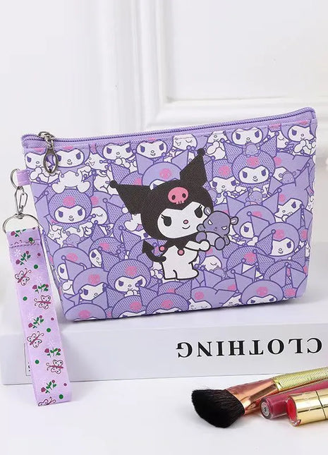 Kawaii Cartoon PU Kuromi HelloKitty Makeup Bag Cute MyMelody Cinnamoroll Large Capacity Handbag Lipstick Storage Bag Girls Gifts - Riparo82