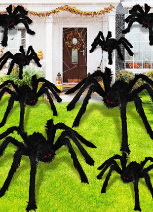 200cm Halloween Spiders Outdoor Decoration Halloween Plush Spiders Giant Spider for Indoor Outdoor Garden Party Decoration - Riparo82