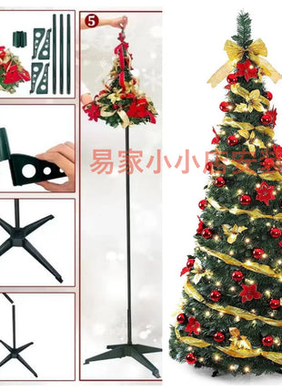 Vendita calda 120/150/180/210 cm Pieghevole Pre-Decorato Albero Di Natale Pop-Up Decorazione Festiva Decorazioni Per La Casa Albero Di Natale Portatile