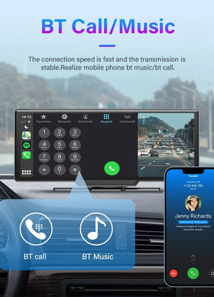 10.26'' Dash Cam 4K Car Mirror Video Player Wireless Carplay Android Auto GPS Car Monitor Multimedia Rearview Camera Dashboard - Riparo82