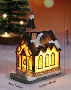 Incandescente inverno decorazione festa di natale mestiere resina di natale luminoso piccola casa ornamento romantico edificio in miniatura del villaggio