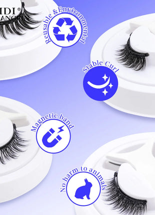 1 Pair Magnetic False Eyelashes Handmade 3D Natural False Eyelashes Reusable Magnetic Eyelashes Tweezers Set Makeup Tools - Riparo82