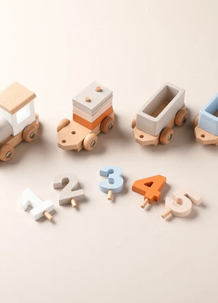 Giocattoli Montessori treno in legno per giocattolo di compleanno per bambini con numeri e blocchi gioco Toddler Boys And Girls1 2 3 4 5 giocattolo per l'apprendimento del bambino - riparo82