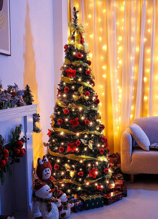 Vendita calda 120/150/180/210 cm Pieghevole Pre-Decorato Albero Di Natale Pop-Up Decorazione Festiva Decorazioni Per La Casa Albero Di Natale Portatile