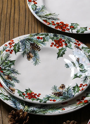 Piatto da pranzo in ceramica Goblin natalizio Piatti da dessert per bistecche di Babbo Natale Piatto da insalata per spaghetti Stoviglie per la decorazione della casa - riparo82