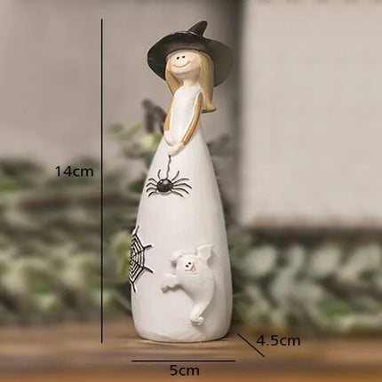 Halloween Witch Decoration Resin Crafts,Witch Hat,Cat,Ghost, Crow and Pumpkin Decor Figurines for Holiday and Party Ornaments