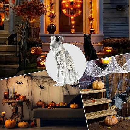Halloween  Dog Skeleton Statue Skeleton Dog Puppy Skeleton Sculpture Scary SittingSpooky Skeleton Animals Decor for Home